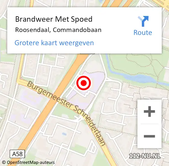 Locatie op kaart van de 112 melding: Brandweer Met Spoed Naar Roosendaal, Commandobaan op 23 januari 2023 14:28