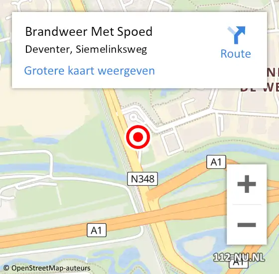 Locatie op kaart van de 112 melding: Brandweer Met Spoed Naar Deventer, Siemelinksweg op 23 januari 2023 14:58