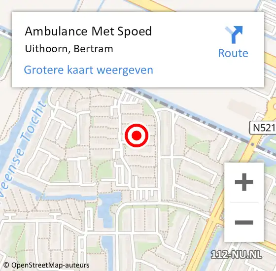 Locatie op kaart van de 112 melding: Ambulance Met Spoed Naar Uithoorn, Bertram op 23 januari 2023 14:59