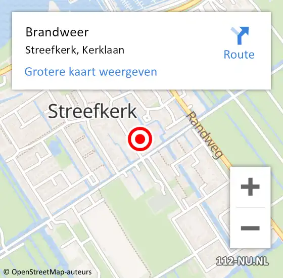 Locatie op kaart van de 112 melding: Brandweer Streefkerk, Kerklaan op 23 januari 2023 15:40