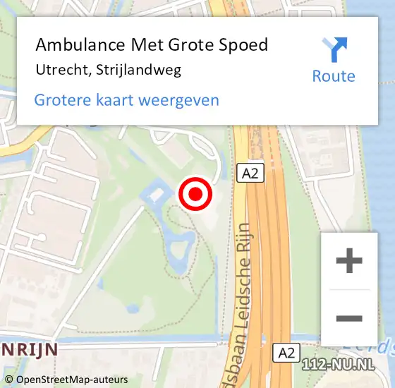 Locatie op kaart van de 112 melding: Ambulance Met Grote Spoed Naar Utrecht, Strijlandweg op 11 oktober 2013 12:22