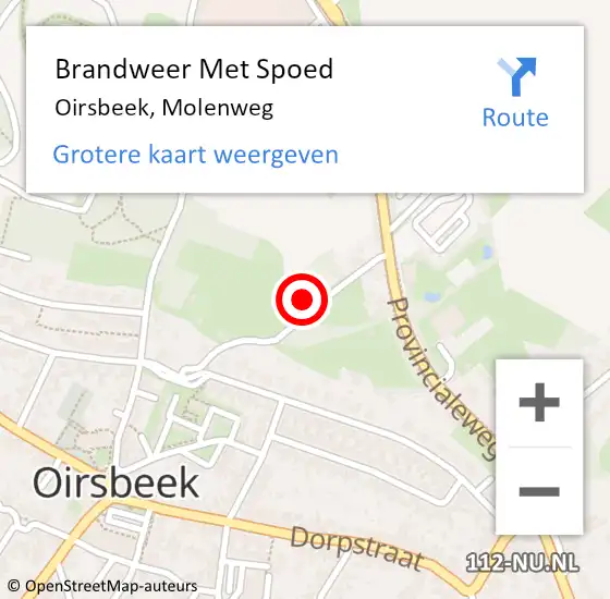 Locatie op kaart van de 112 melding: Brandweer Met Spoed Naar Oirsbeek, Molenweg op 23 januari 2023 16:27