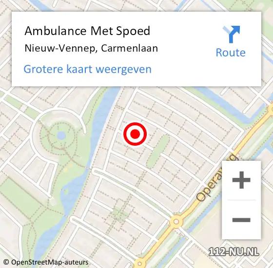 Locatie op kaart van de 112 melding: Ambulance Met Spoed Naar Nieuw-Vennep, Carmenlaan op 23 januari 2023 16:36