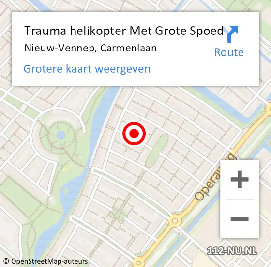 Locatie op kaart van de 112 melding: Trauma helikopter Met Grote Spoed Naar Nieuw-Vennep, Carmenlaan op 23 januari 2023 16:43