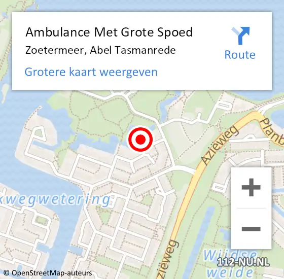 Locatie op kaart van de 112 melding: Ambulance Met Grote Spoed Naar Zoetermeer, Abel Tasmanrede op 23 januari 2023 17:03