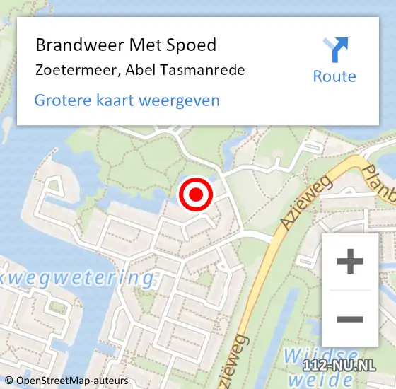 Locatie op kaart van de 112 melding: Brandweer Met Spoed Naar Zoetermeer, Abel Tasmanrede op 23 januari 2023 17:28