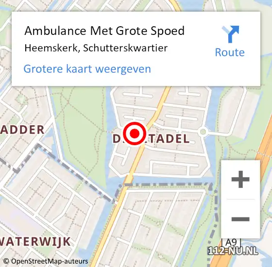 Locatie op kaart van de 112 melding: Ambulance Met Grote Spoed Naar Heemskerk, Schutterskwartier op 23 januari 2023 17:50