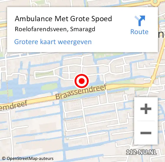 Locatie op kaart van de 112 melding: Ambulance Met Grote Spoed Naar Roelofarendsveen, Smaragd op 23 januari 2023 19:30