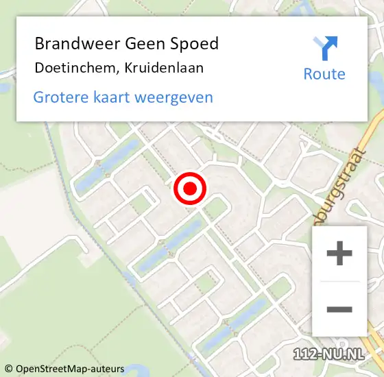 Locatie op kaart van de 112 melding: Brandweer Geen Spoed Naar Doetinchem, Kruidenlaan op 23 januari 2023 19:42