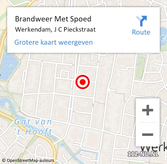 Locatie op kaart van de 112 melding: Brandweer Met Spoed Naar Werkendam, J C Pieckstraat op 23 januari 2023 19:44