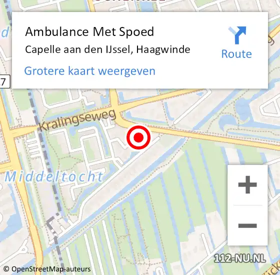 Locatie op kaart van de 112 melding: Ambulance Met Spoed Naar Capelle aan den IJssel, Haagwinde op 23 januari 2023 19:53