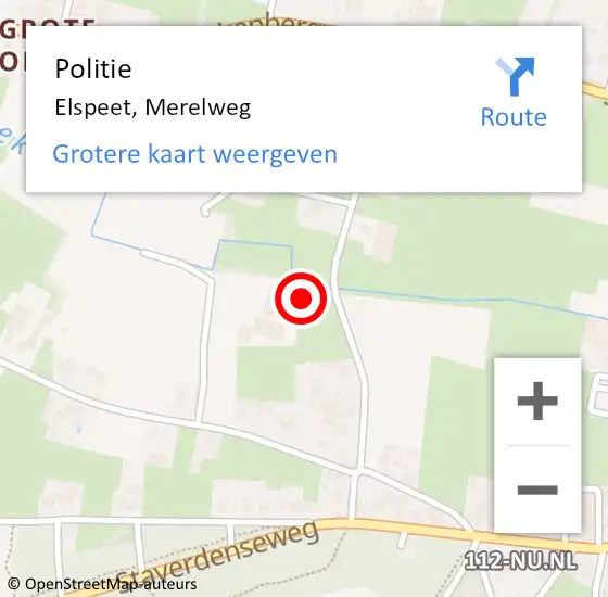 Locatie op kaart van de 112 melding: Politie Elspeet, Merelweg op 23 januari 2023 20:00