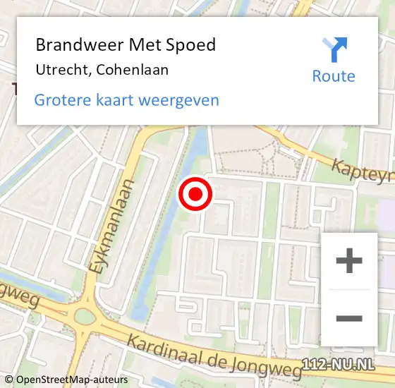 Locatie op kaart van de 112 melding: Brandweer Met Spoed Naar Utrecht, Cohenlaan op 23 januari 2023 20:49