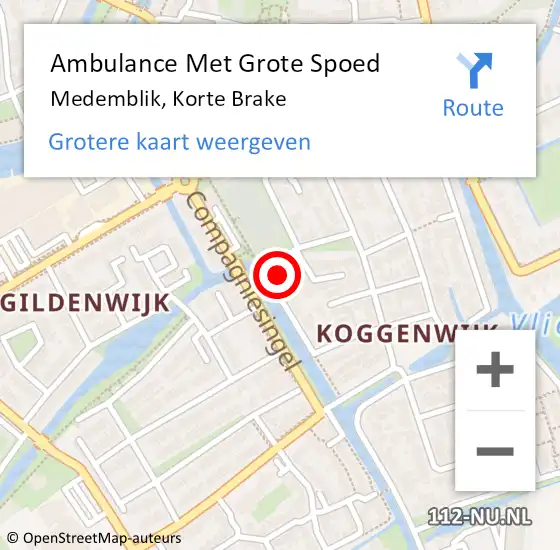 Locatie op kaart van de 112 melding: Ambulance Met Grote Spoed Naar Medemblik, Korte Brake op 23 januari 2023 21:11