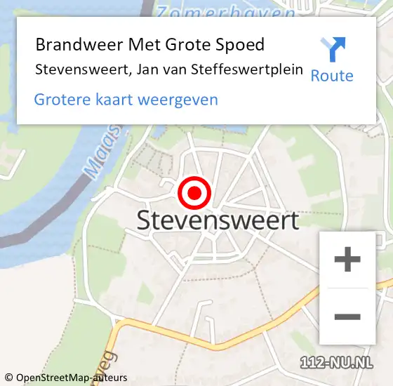 Locatie op kaart van de 112 melding: Brandweer Met Grote Spoed Naar Stevensweert, Jan van Steffeswertplein op 23 januari 2023 21:14