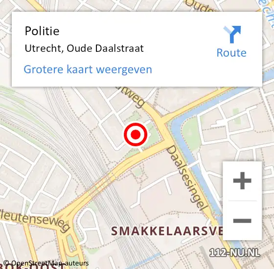 Locatie op kaart van de 112 melding: Politie Utrecht, Oude Daalstraat op 23 januari 2023 21:33