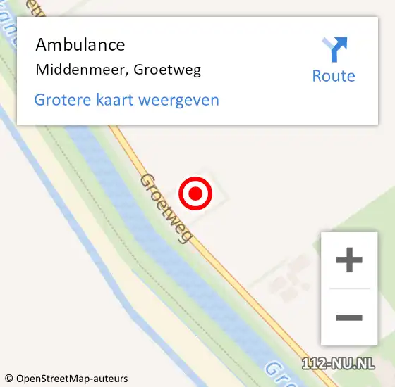 Locatie op kaart van de 112 melding: Ambulance Middenmeer, Groetweg op 23 januari 2023 21:34