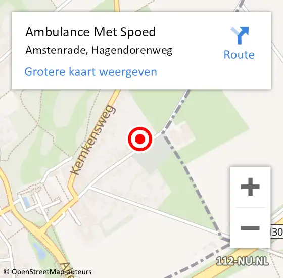 Locatie op kaart van de 112 melding: Ambulance Met Spoed Naar Amstenrade, Hagendorenweg op 13 augustus 2014 09:43