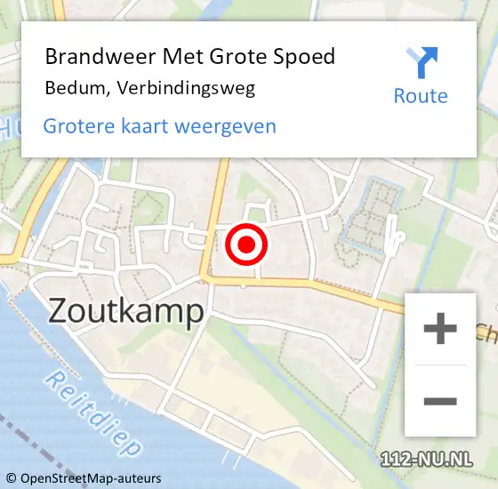 Locatie op kaart van de 112 melding: Brandweer Met Grote Spoed Naar Bedum, Verbindingsweg op 23 januari 2023 22:04