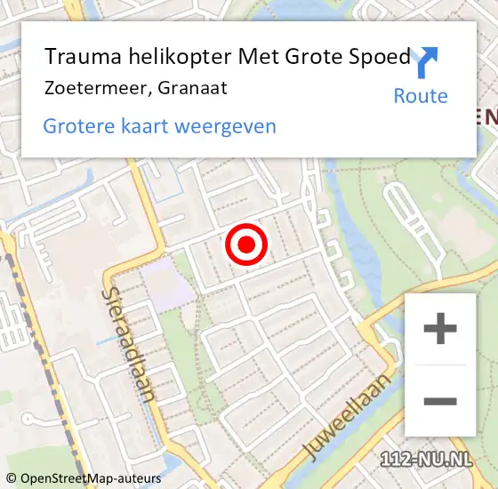 Locatie op kaart van de 112 melding: Trauma helikopter Met Grote Spoed Naar Zoetermeer, Granaat op 23 januari 2023 22:57