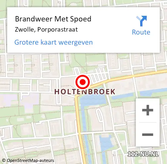 Locatie op kaart van de 112 melding: Brandweer Met Spoed Naar Zwolle, Porporastraat op 23 januari 2023 23:26