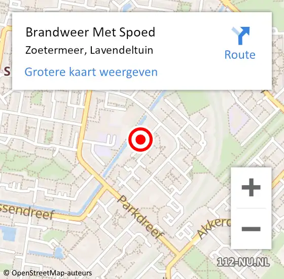 Locatie op kaart van de 112 melding: Brandweer Met Spoed Naar Zoetermeer, Lavendeltuin op 23 januari 2023 23:39