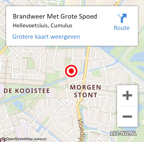 Locatie op kaart van de 112 melding: Brandweer Met Grote Spoed Naar Hellevoetsluis, Cumulus op 23 januari 2023 23:56