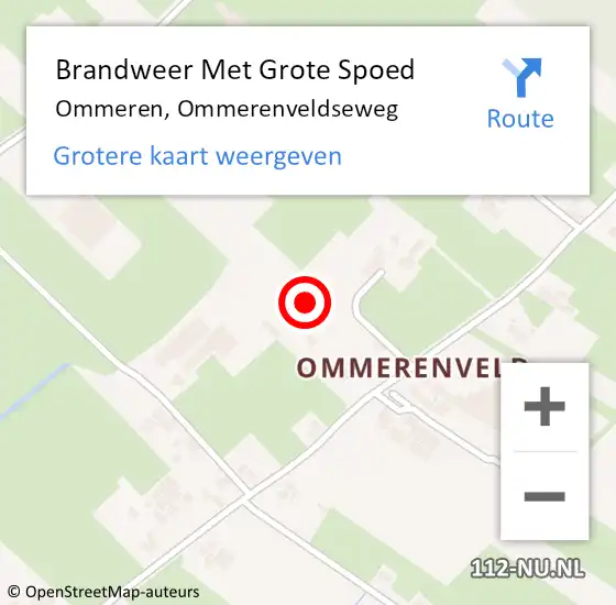 Locatie op kaart van de 112 melding: Brandweer Met Grote Spoed Naar Ommeren, Ommerenveldseweg op 24 januari 2023 00:26