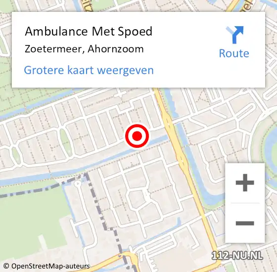 Locatie op kaart van de 112 melding: Ambulance Met Spoed Naar Zoetermeer, Ahornzoom op 24 januari 2023 00:54