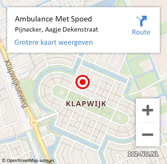 Locatie op kaart van de 112 melding: Ambulance Met Spoed Naar Pijnacker, Aagje Dekenstraat op 24 januari 2023 01:56