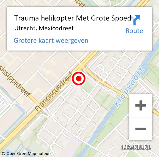 Locatie op kaart van de 112 melding: Trauma helikopter Met Grote Spoed Naar Utrecht, Mexicodreef op 24 januari 2023 02:04