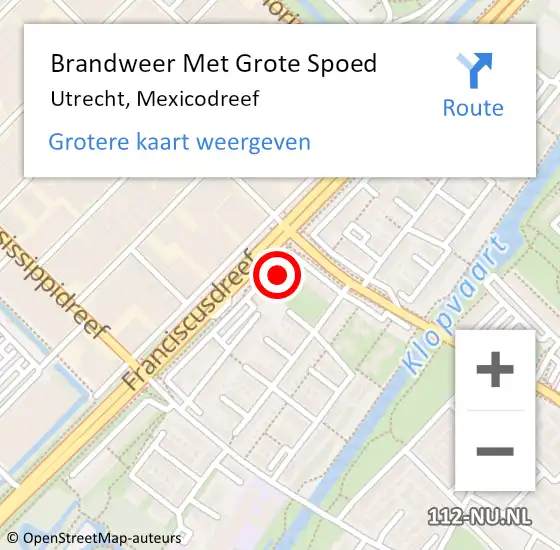 Locatie op kaart van de 112 melding: Brandweer Met Grote Spoed Naar Utrecht, Mexicodreef op 24 januari 2023 02:11