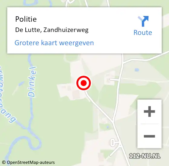 Locatie op kaart van de 112 melding: Politie De Lutte, Zandhuizerweg op 24 januari 2023 02:27