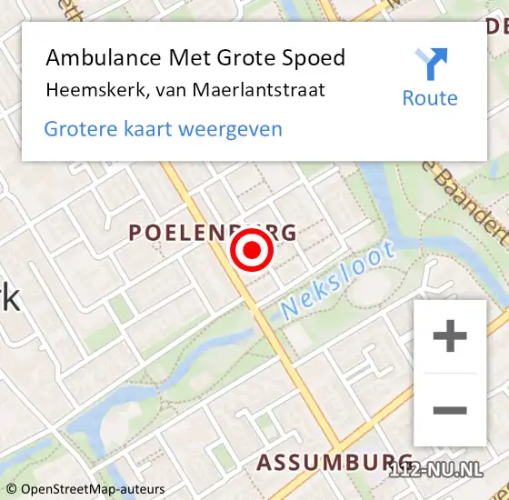 Locatie op kaart van de 112 melding: Ambulance Met Grote Spoed Naar Heemskerk, van Maerlantstraat op 24 januari 2023 02:35