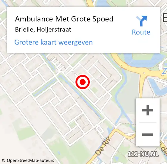 Locatie op kaart van de 112 melding: Ambulance Met Grote Spoed Naar Brielle, Hoijerstraat op 24 januari 2023 02:37