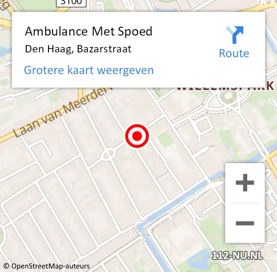 Locatie op kaart van de 112 melding: Ambulance Met Spoed Naar Den Haag, Bazarstraat op 24 januari 2023 04:19