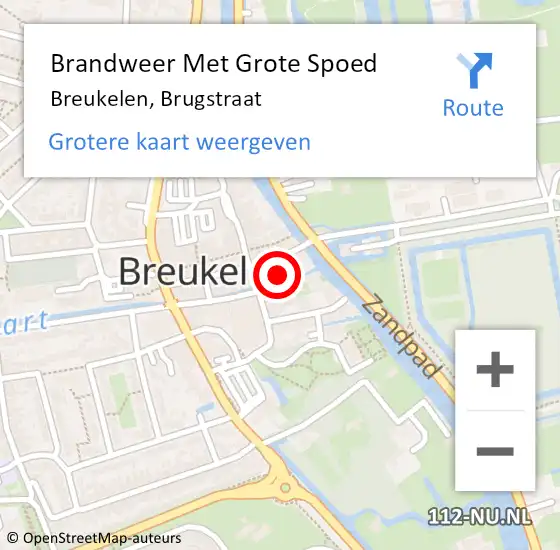 Locatie op kaart van de 112 melding: Brandweer Met Grote Spoed Naar Breukelen, Brugstraat op 24 januari 2023 04:25