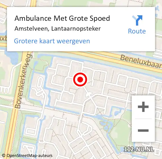 Locatie op kaart van de 112 melding: Ambulance Met Grote Spoed Naar Amstelveen, Lantaarnopsteker op 24 januari 2023 04:48