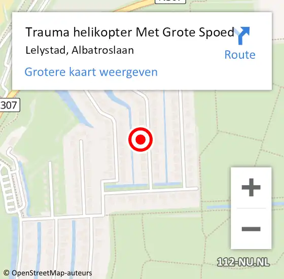 Locatie op kaart van de 112 melding: Trauma helikopter Met Grote Spoed Naar Lelystad, Albatroslaan op 24 januari 2023 05:28