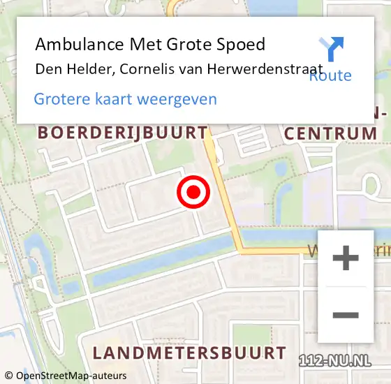 Locatie op kaart van de 112 melding: Ambulance Met Grote Spoed Naar Den Helder, Cornelis van Herwerdenstraat op 24 januari 2023 05:50