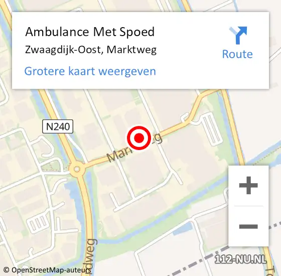 Locatie op kaart van de 112 melding: Ambulance Met Spoed Naar Zwaagdijk-Oost, Marktweg op 24 januari 2023 06:02