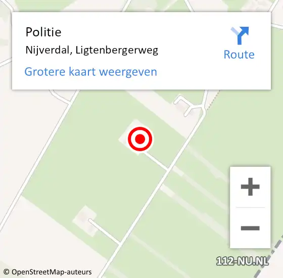 Locatie op kaart van de 112 melding: Politie Nijverdal, Ligtenbergerweg op 24 januari 2023 06:45