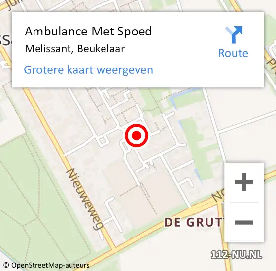 Locatie op kaart van de 112 melding: Ambulance Met Spoed Naar Melissant, Beukelaar op 24 januari 2023 06:48