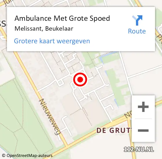 Locatie op kaart van de 112 melding: Ambulance Met Grote Spoed Naar Melissant, Beukelaar op 24 januari 2023 06:52