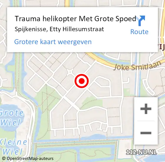 Locatie op kaart van de 112 melding: Trauma helikopter Met Grote Spoed Naar Spijkenisse, Etty Hillesumstraat op 24 januari 2023 07:02
