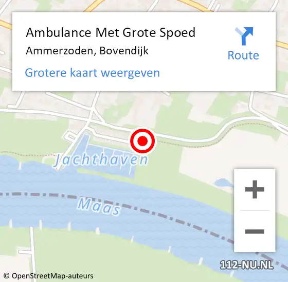 Locatie op kaart van de 112 melding: Ambulance Met Grote Spoed Naar Ammerzoden, Bovendijk op 24 januari 2023 07:03