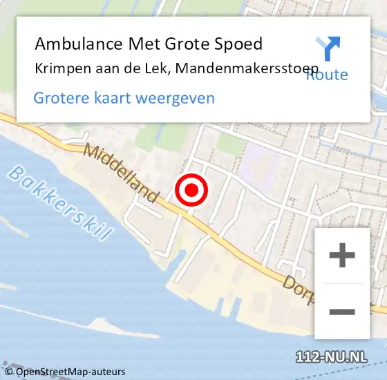 Locatie op kaart van de 112 melding: Ambulance Met Grote Spoed Naar Krimpen aan de Lek, Mandenmakersstoep op 24 januari 2023 07:34