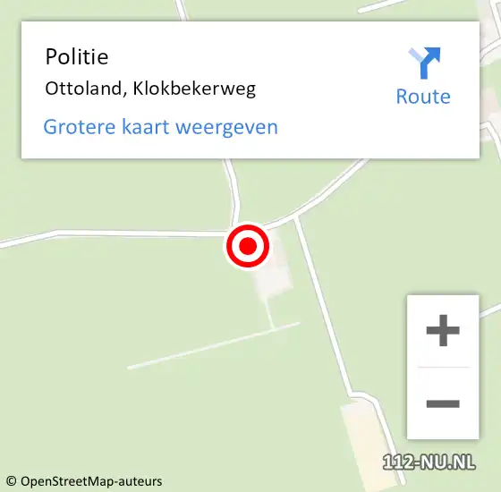 Locatie op kaart van de 112 melding: Politie Ottoland, Klokbekerweg op 24 januari 2023 07:37
