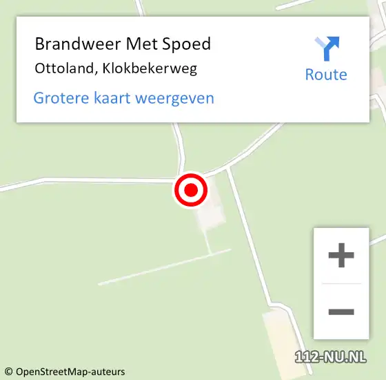 Locatie op kaart van de 112 melding: Brandweer Met Spoed Naar Ottoland, Klokbekerweg op 24 januari 2023 07:37
