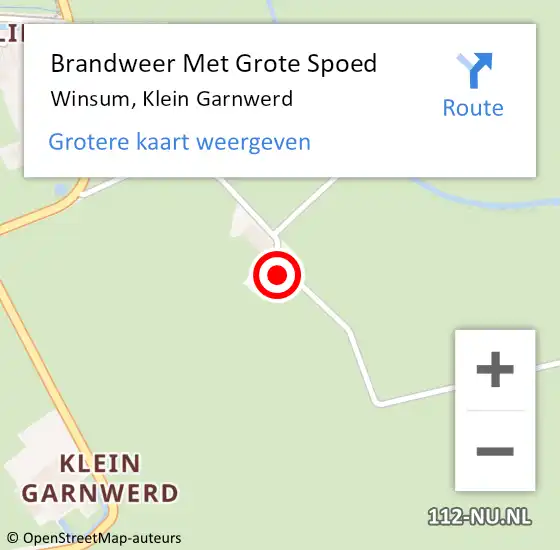 Locatie op kaart van de 112 melding: Brandweer Met Grote Spoed Naar Winsum, Klein Garnwerd op 24 januari 2023 08:26